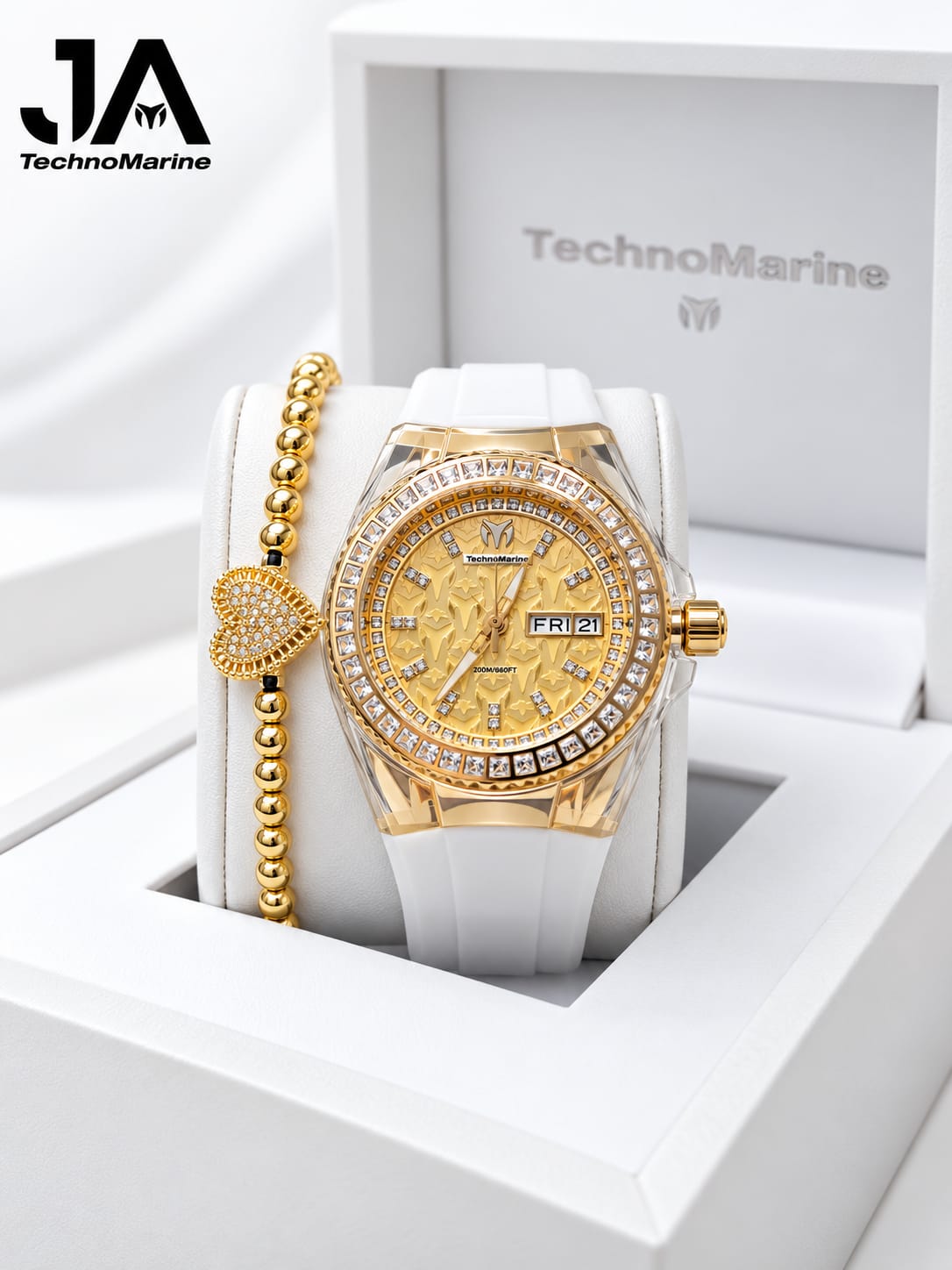 TechnoMarine Cruise Monogram Unisex Watch White - 40mm Dos Correas