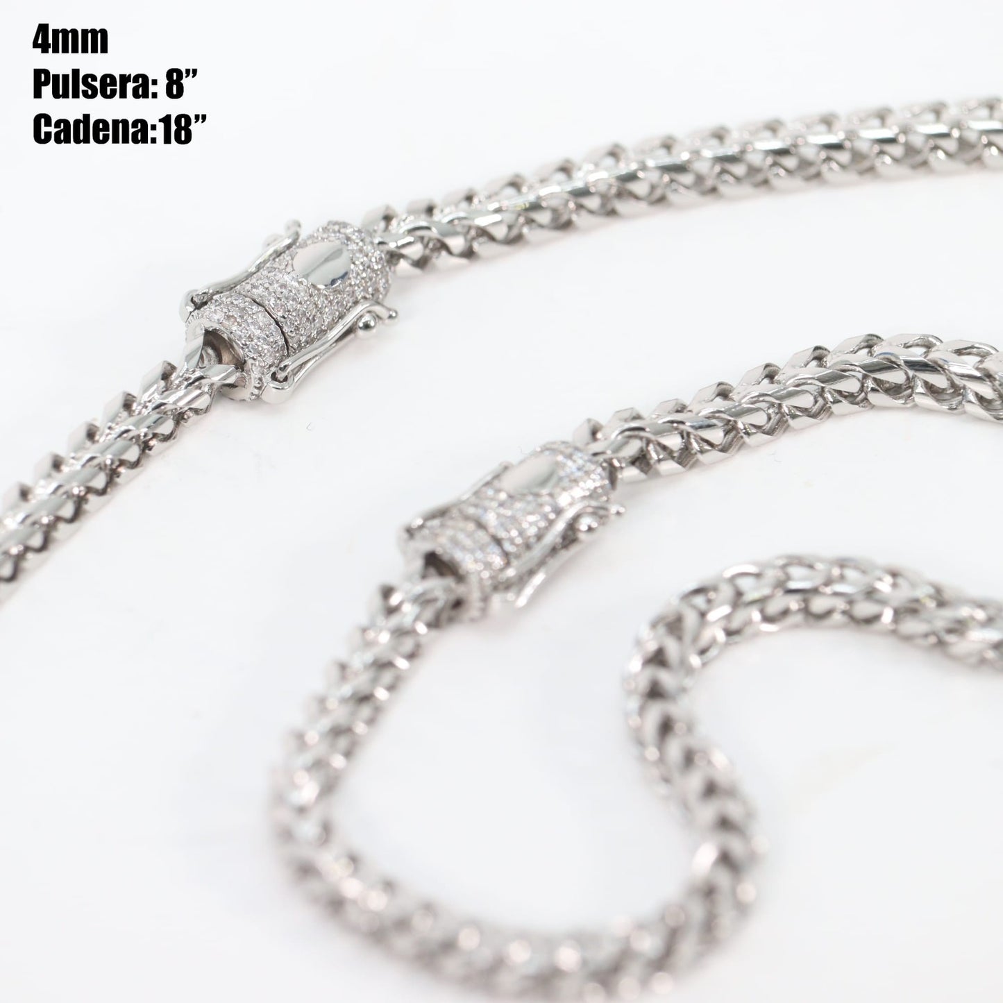 Cadena Franco Hombre 4mm Stainless Steel Silver 18”