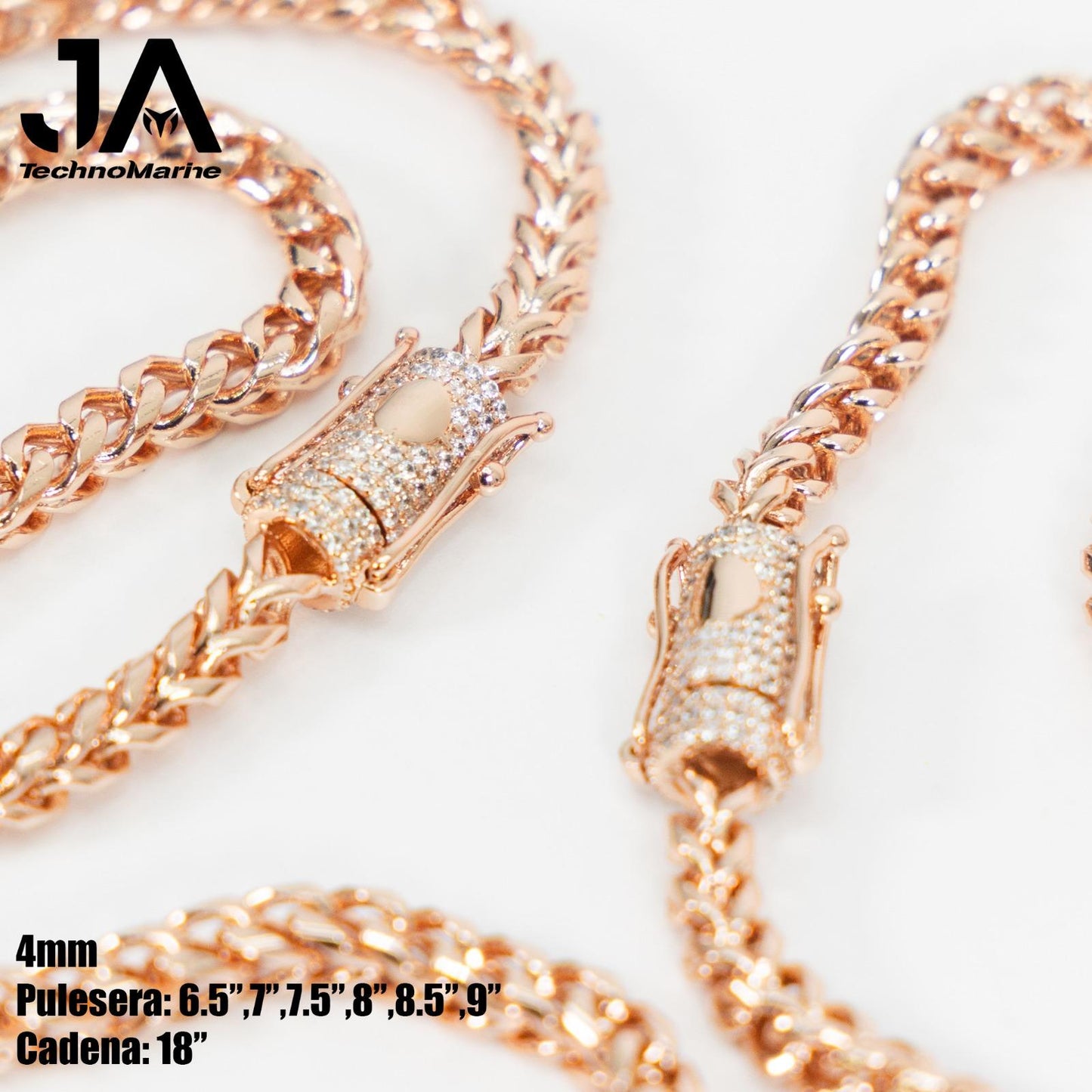 Cadena Franco hombre 4mm Stainless Steel Rose Gold 18”