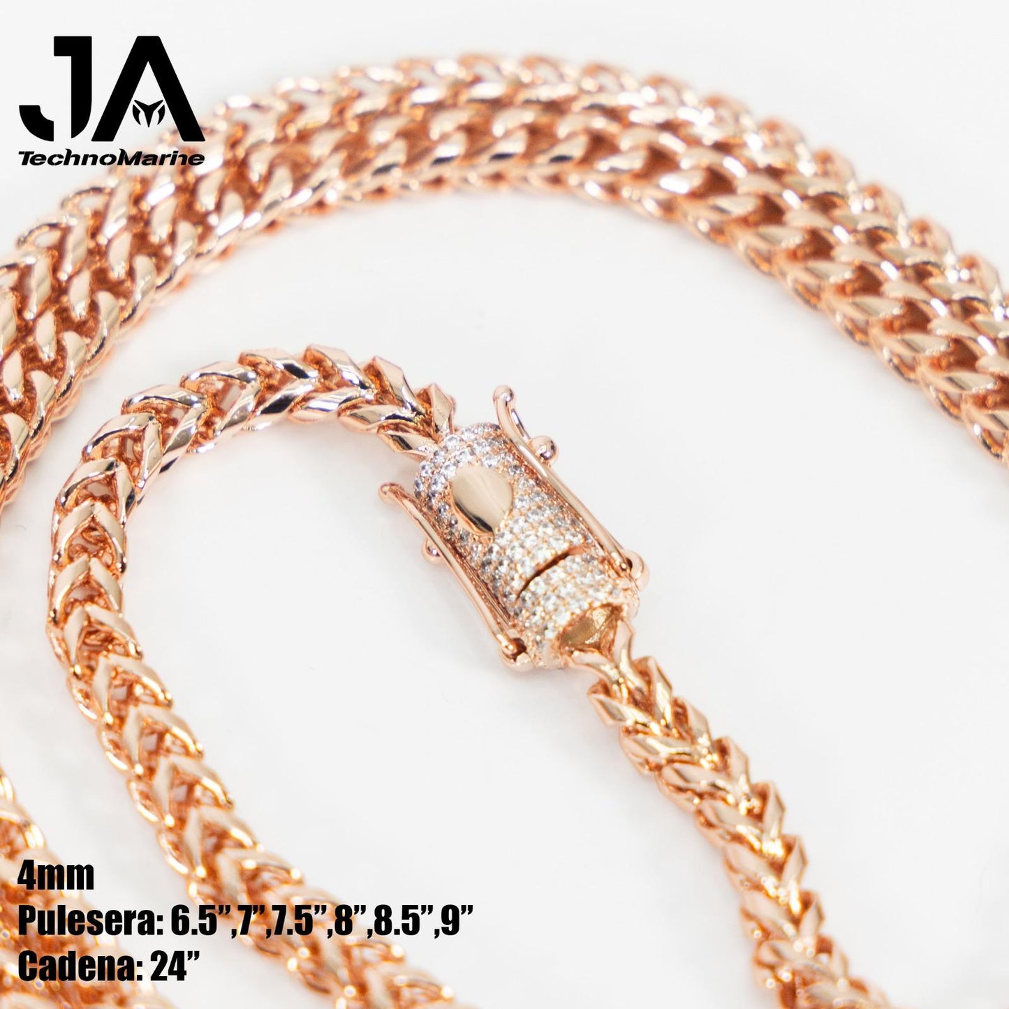 Cadena Franco hombre 4mm Stainless Steel Rose Gold 24”