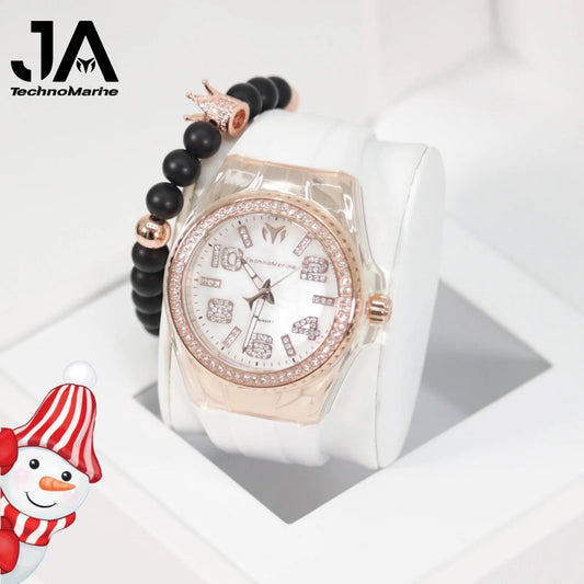 Technomarine Cruise Monogram 45mm Gold with Stones Rose Gold White 5% De Descuento = $94.99