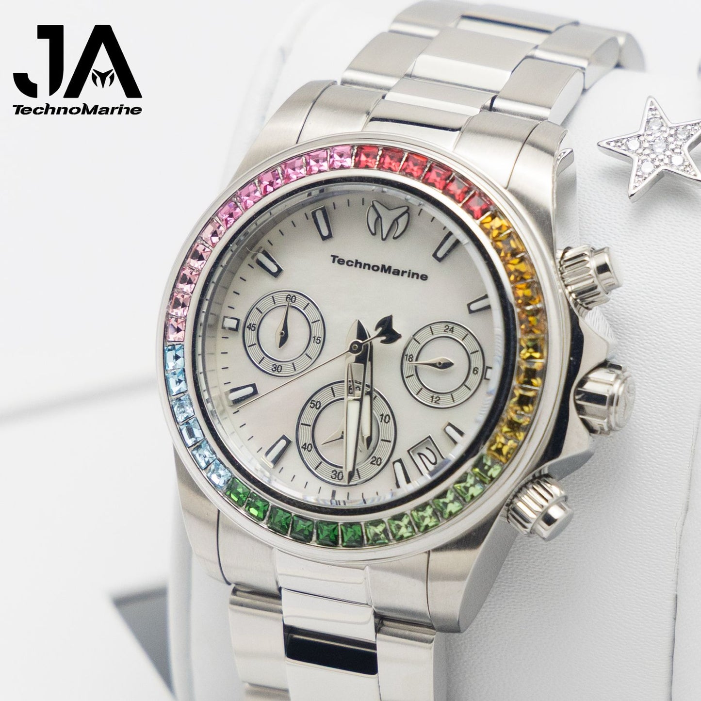 Technomarine Custom Rainbow Men Manta Ray Chronograph Quartz White Dial 42 mm