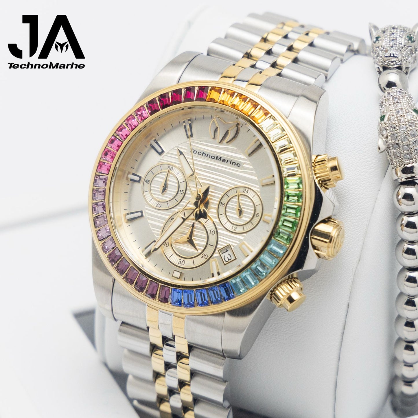 Technomarine Custom Rainbow Men Manta Ray Chronograph Quartz White Dial 42 mm