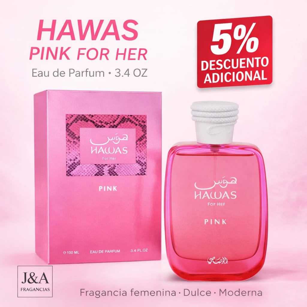 Hawas Pink Rasasi for women Eau de Parfum 3.38oz 5% De Descuento Adicional
