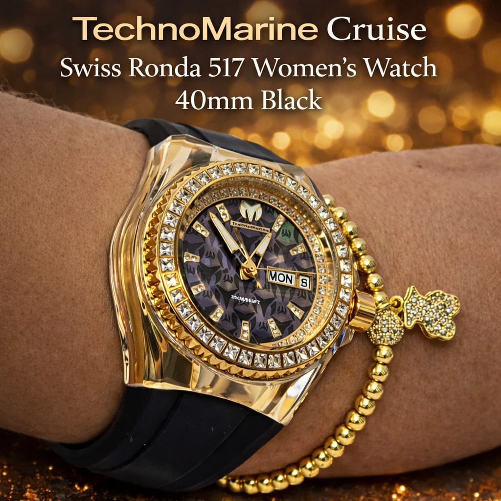 TechnoMarine Cruise Swiss Ronda 517 Caliber Women's Watch w/ Mother of Pearl Dial- 40mm, GOLD