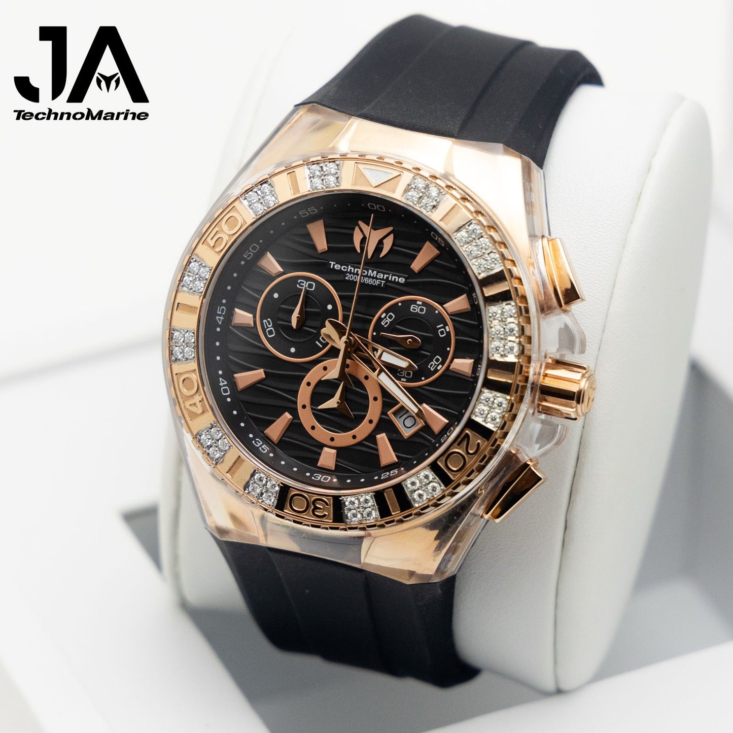 Technomarine Cruise Star Men's Watch Custom Vvs Moissanite- 46.65mm, Suizo Cristal de Zafiro Rose Gold