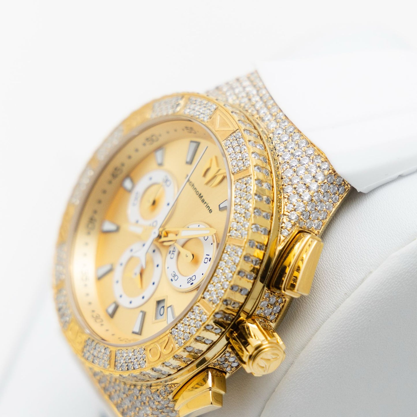 Technomarine Gold And Gold Swiss 46 MM Custom Cruise, Two Straps Two Buckle Custom