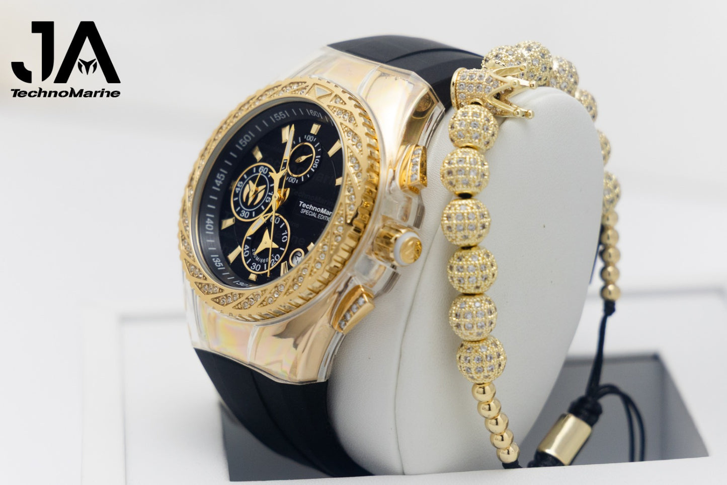 TechnoMarine Custom Cruise Glitz Men's Watch 45mm, Diamond Botones y Una Hebilla Custom