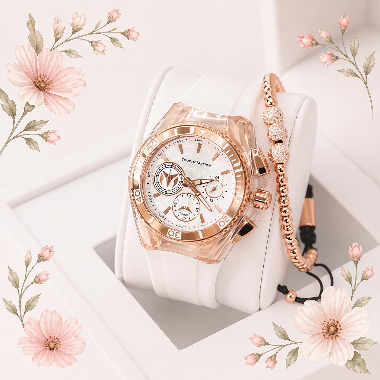 TechnoMarine Cruise California Women's Watch w/ Metal, Mother of Pearl & Oyster Dial - 40.57mm, White