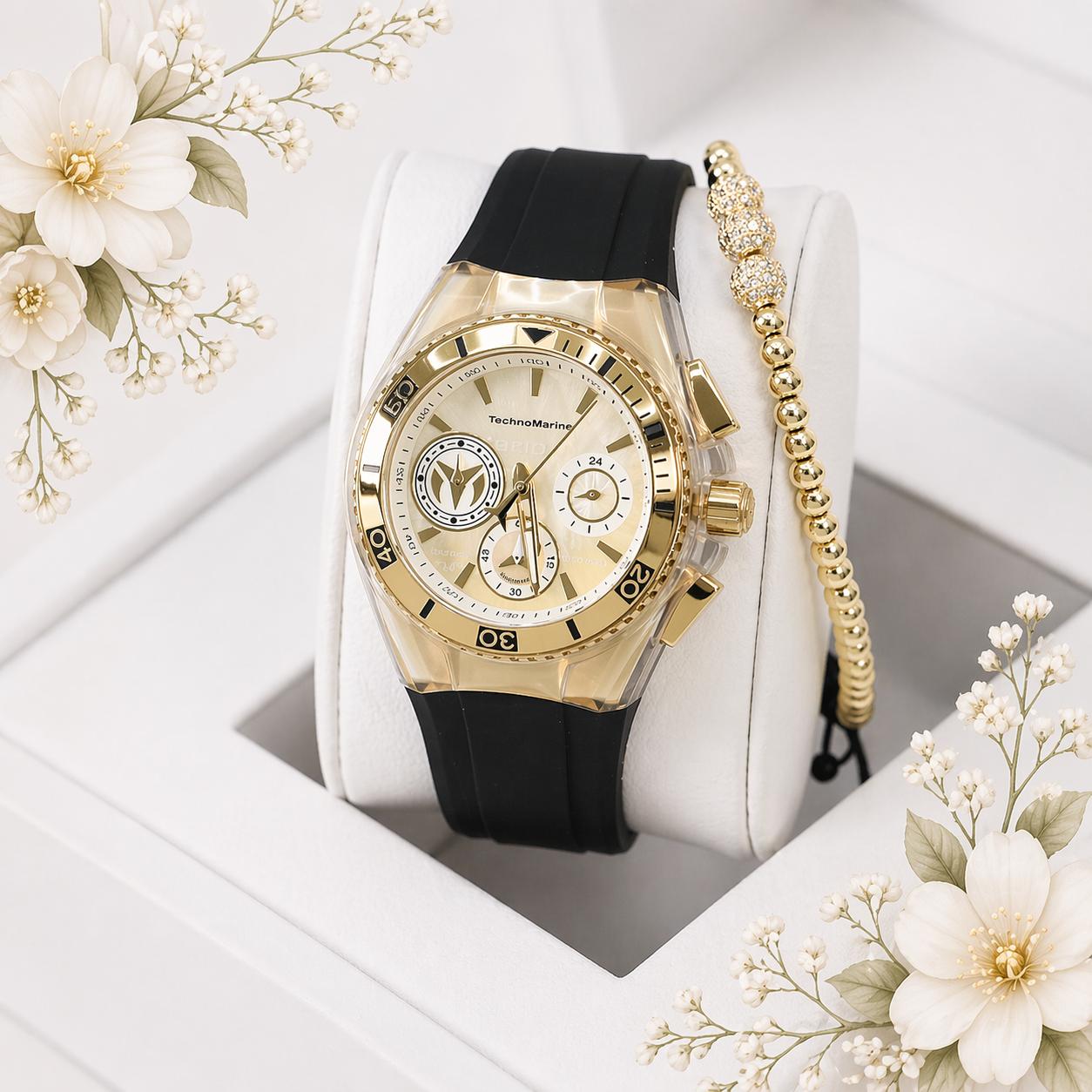 Technomarine California Mujer Cruise Quartz Watch gold 40mm PULSERA INCLUIDA