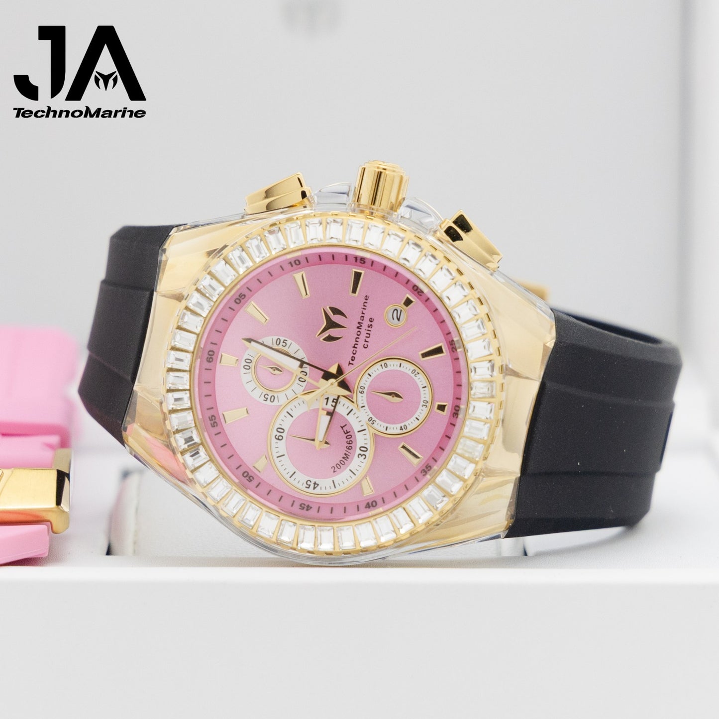 TechnoMarine Cruise Original Unisex Watch - 45mm, Pink (Una Pulsera Gratis,Dos Correas negra y Rosa)