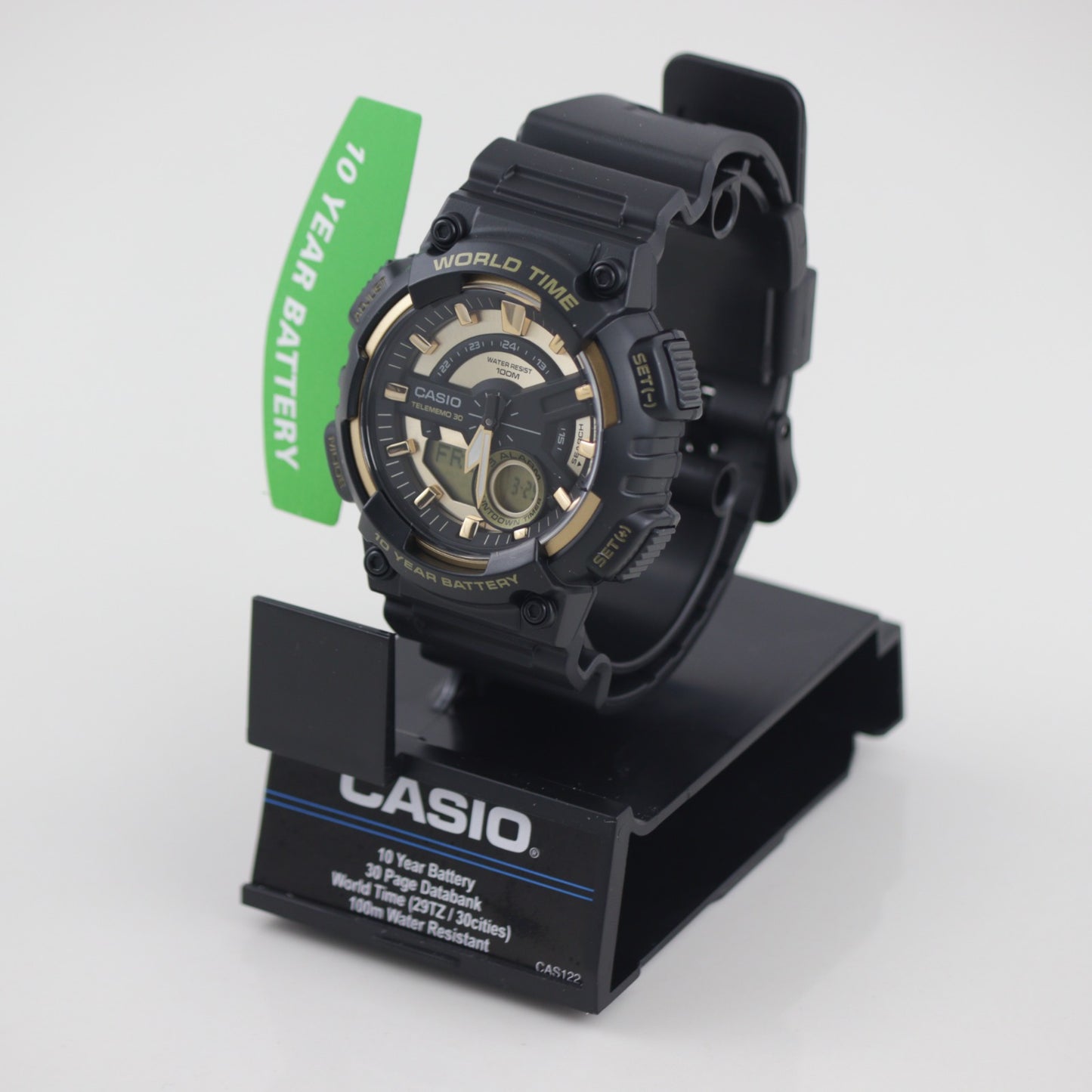 Casio Men's World Time Telememo Analog Digital Alarm Chrono Watch