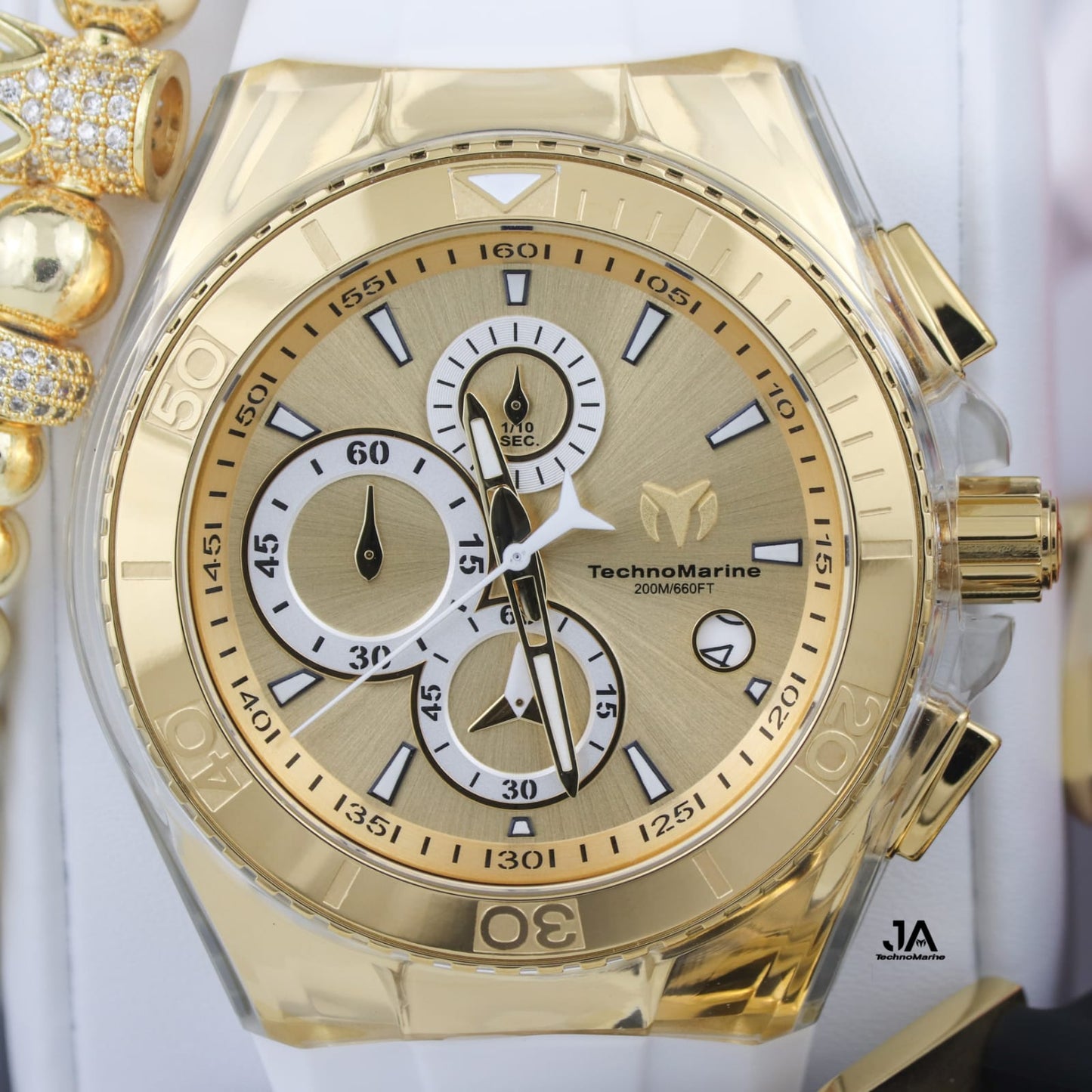 Technomarine Men's 46mm Cruise Star Qtz Chrono Gold And Gold Dial Men's Watch Tres Correas