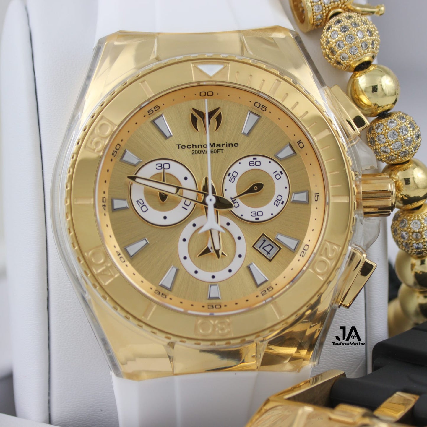 Swiss Technomarine (MEN) Gold and Gold 46mm Two Strap