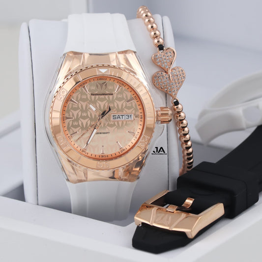 Technomarine Mujer Cruise Monogram Quartz Watch Rose Gold 40mm