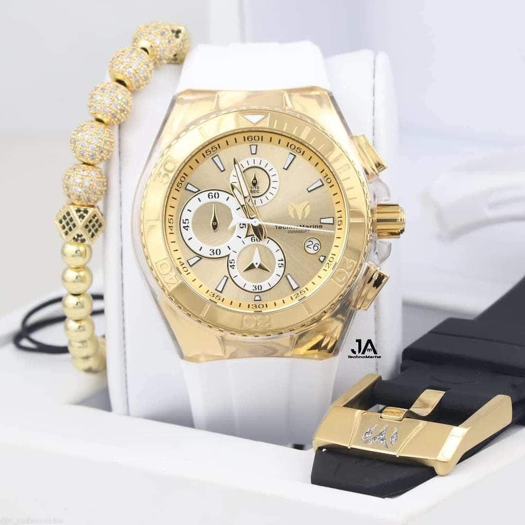 Technomarine Hebilla Custom (Hombre) Gold and Gold 46mm Dos Correas