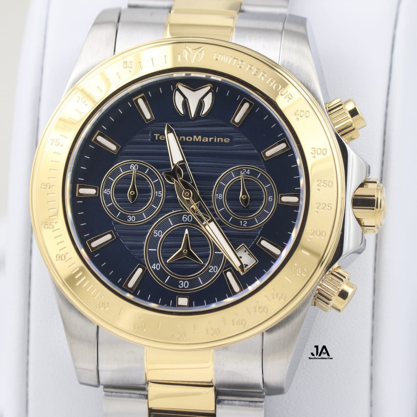 TechnoMarine Nuevo Modelo 42mm Dos Tonos, Fondo Blue Manta Ray Con Cristal De Zafiro