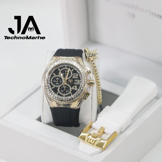Technomarine Cruise Glitz 45mm Gold w Stones Arrival Dos Correas