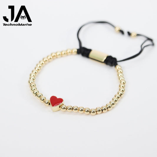 🎁 Pulsera De Corazón Rojo Mujer Dorada Ajustable Stainless Steel (Discount)
