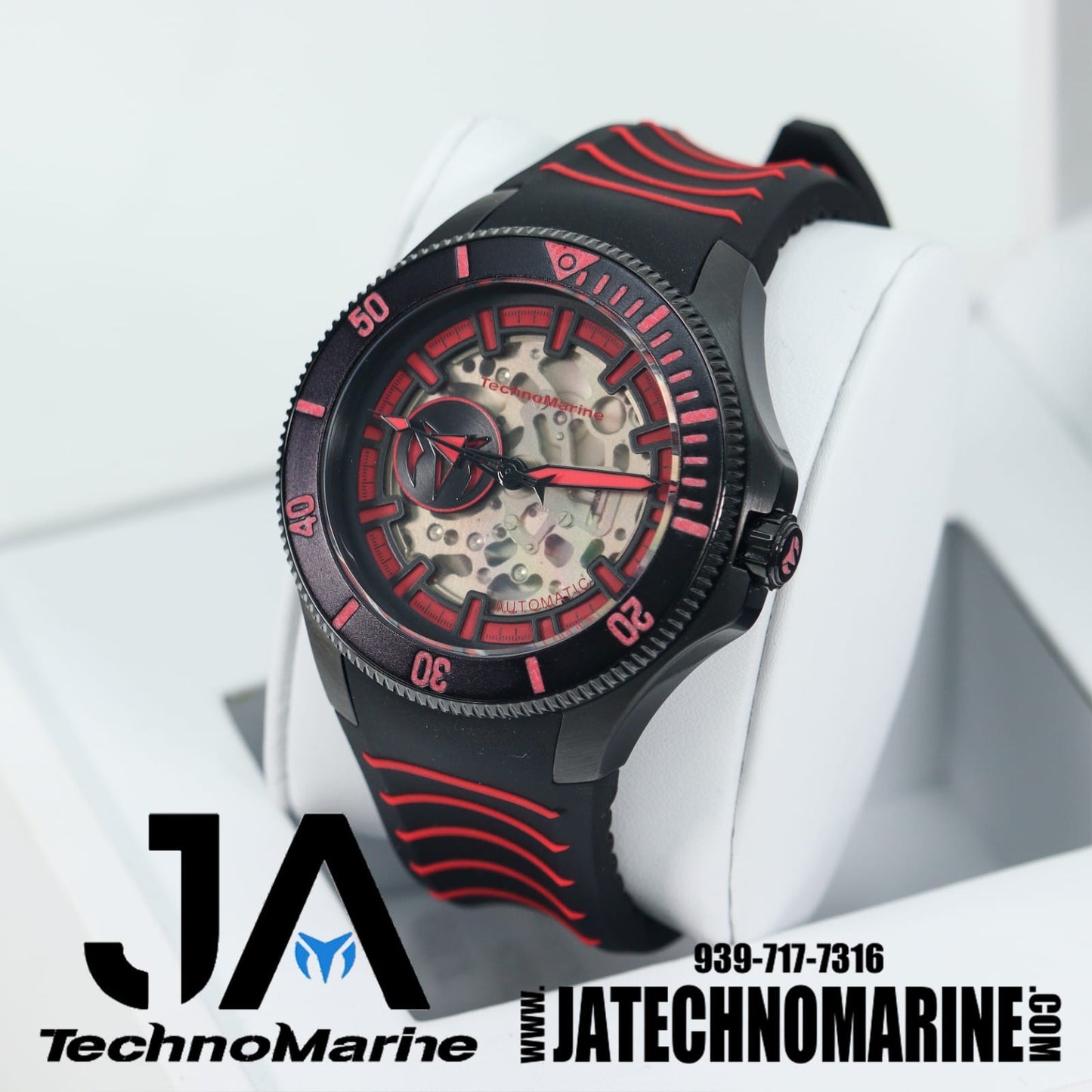 Technomarine Shark Cruise, Men's Watch, Stainless Steel Case, Silicone Strap, Mechanicall Automatic