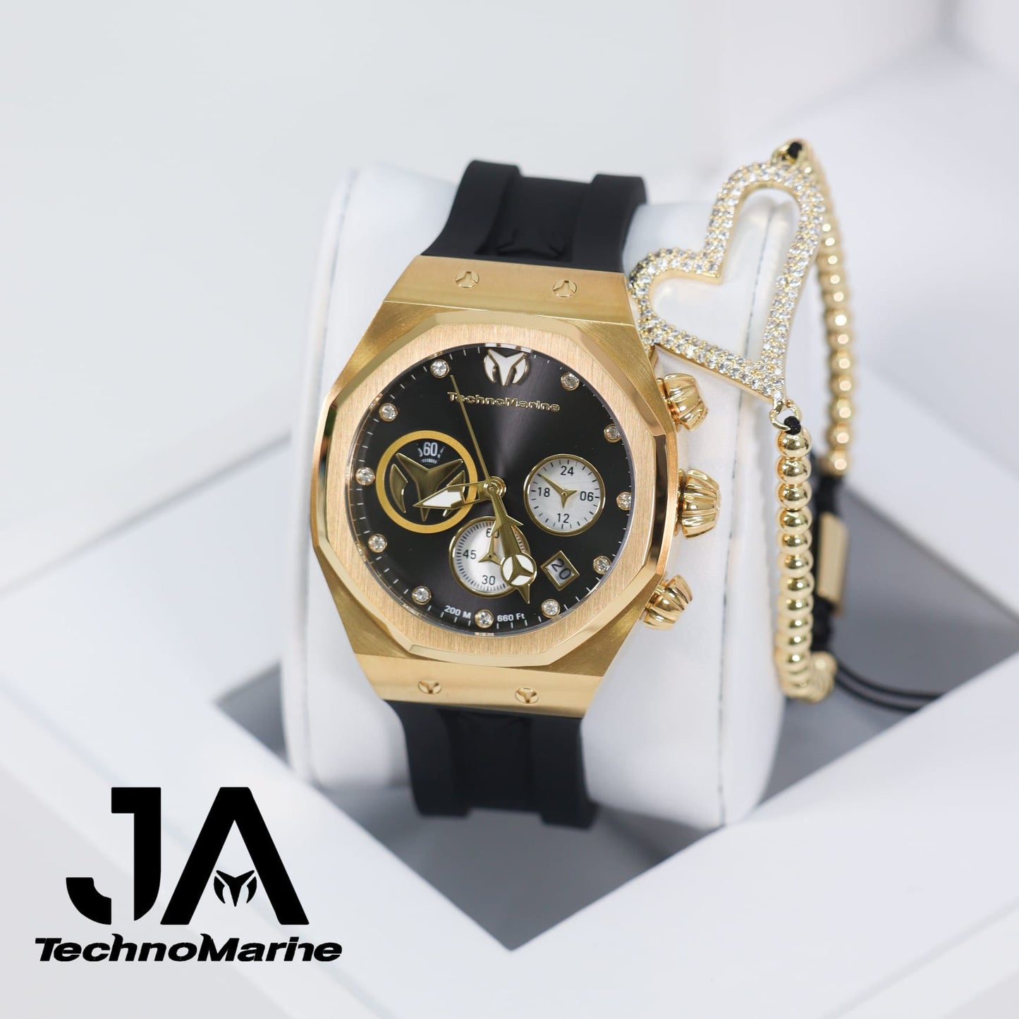Technomarine Women Reef Sun Stainless Steel Quartz Watch With Silicone Strap 40mm Gold