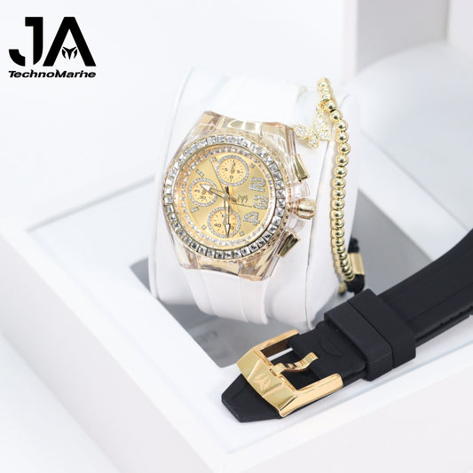 Technomarine  Cruise Glitz 40mm Gold with Stones Arrival Dos Correas