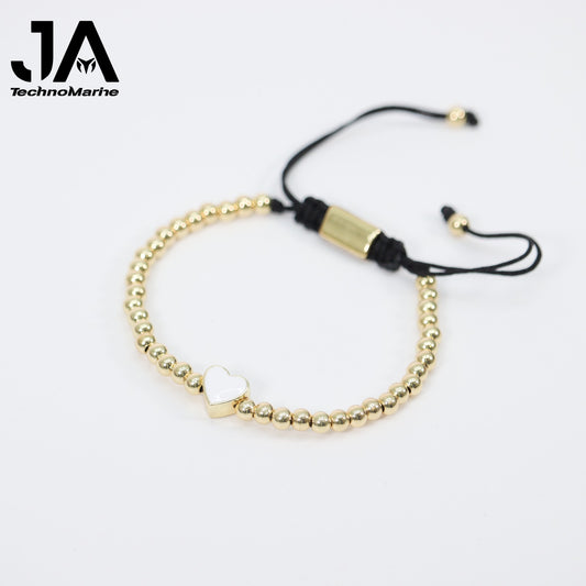 Pulsera De Corazón Blanco Mujer Dorada Ajustable Stainless Steel