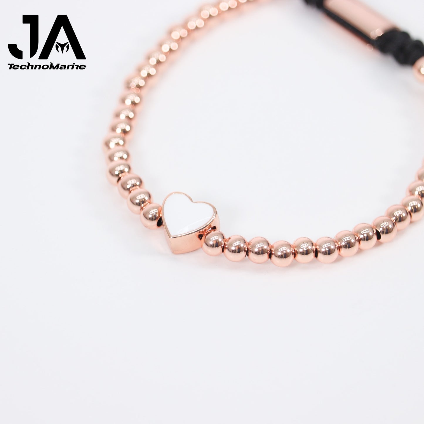 Pulsera De Corazón Blanco Mujer Rose Gold Ajustable Stainless Steel