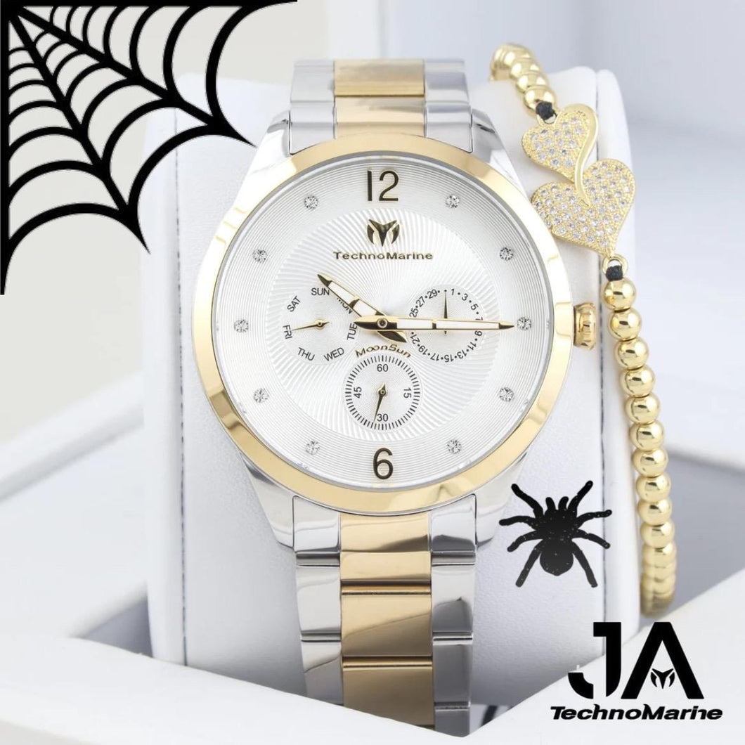 TECHNOMARINE MoonSun Crystal Silver Dial Two-tone Women Watch
