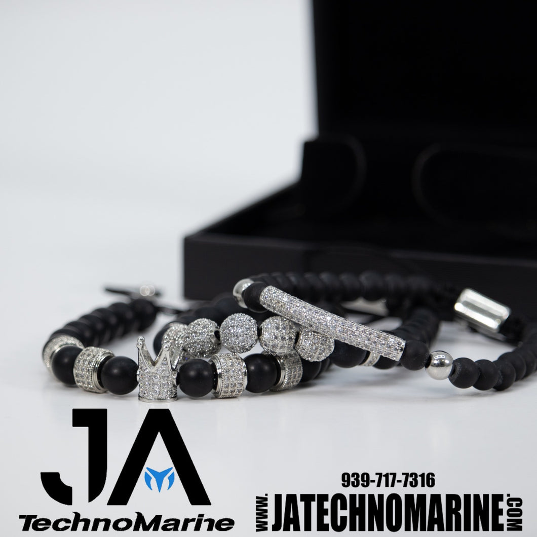 Set De Pulseras Silver De Tres Ajustable
