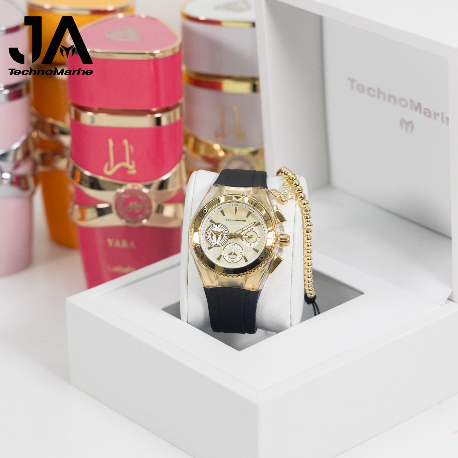 Combito Technomarine California Mujer Cruise Quartz Watch Gold 40mm + Perfume + Pulsera