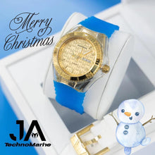 Cargar imagen en el visor de la galería, Technomarine 40 mm Cruise Monogram Gold Dial White And Blue Silicone Unisex Watch Una Pulcera Gratis
