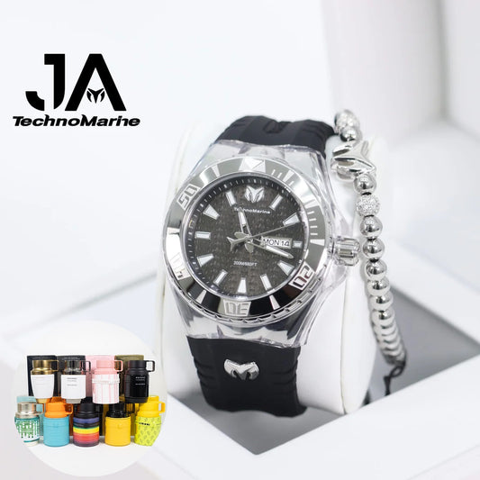 TechnoMarine Cruise Monogram Men's Watch - 47.8mm Silver + Una Pulsera + Perfume Adicional