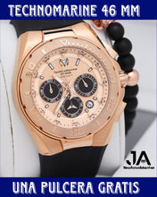 Cargar imagen en el visor de la galería, Technomarine Men&#39;s Cruise 45mm Black Leather Band Steel Case Quartz Rose Gold-Tone
