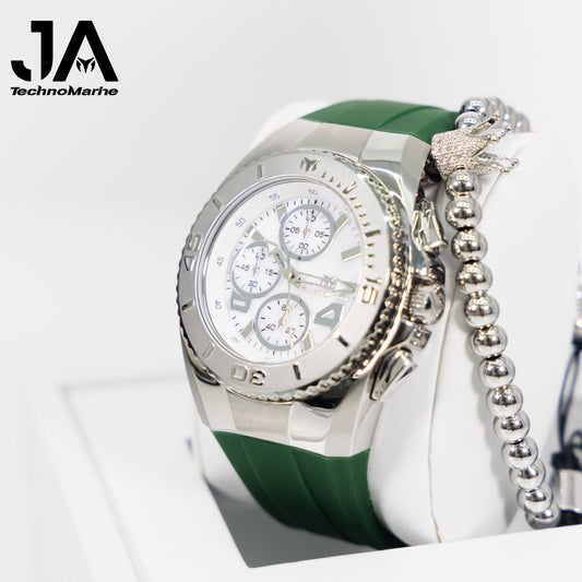 New Modelo 2025  TechnoMarine Cruise Original Men's Watch w/ Mother of Pearl Dial 44 mm, Black, Silver Green with Interchangeable + 5% De Descuento = $139.99
