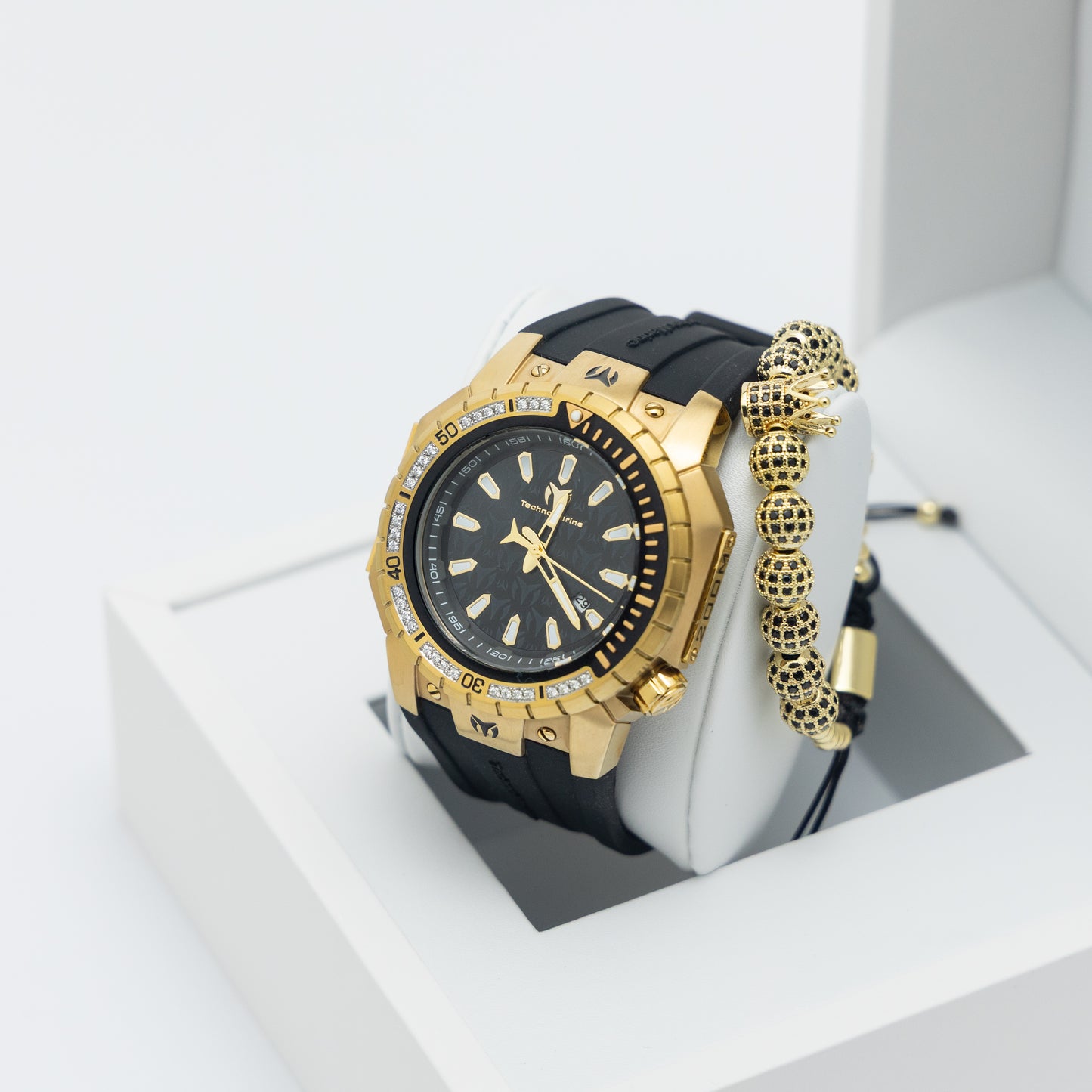 TechnoMarine Manta Custom Quartz Gold Dial Men's Watch Una Pulsera Gratis