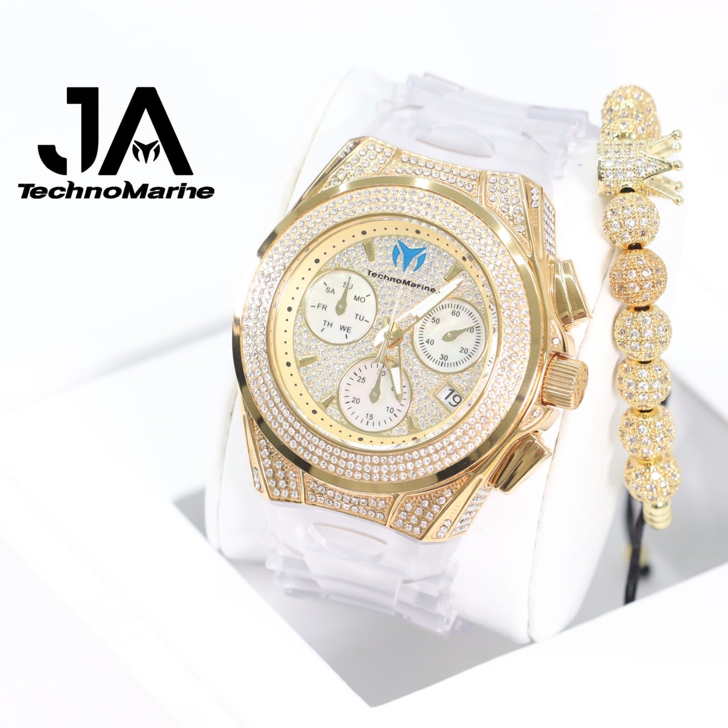 Technomarine (Pave) Cruise Collection Maquina Suiza Color Oro Una Pulsera Gratis