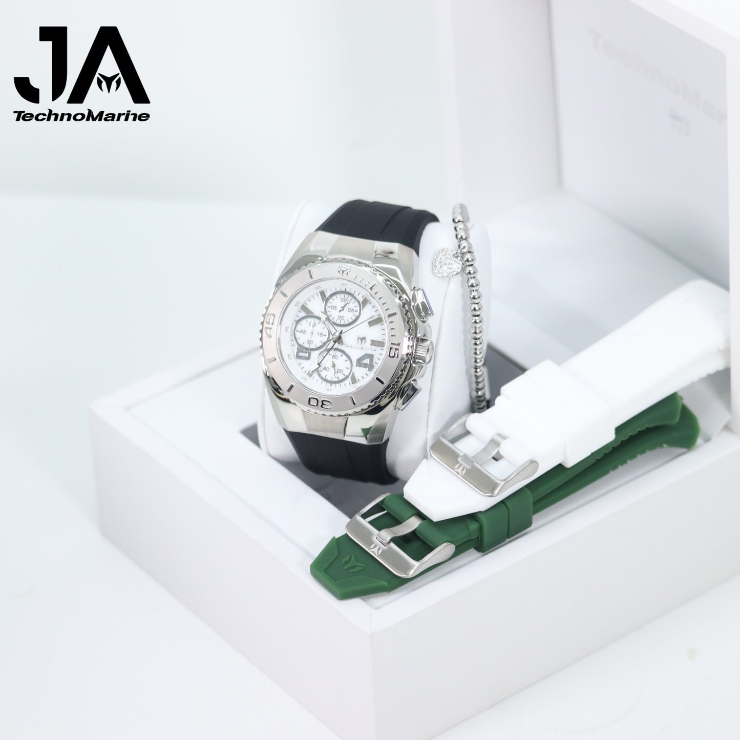 New Modelo 2025  TechnoMarine Cruise Original Men's Watch w/ Mother of Pearl Dial 44 mm, Black, Silver Green with Interchangeable Strap