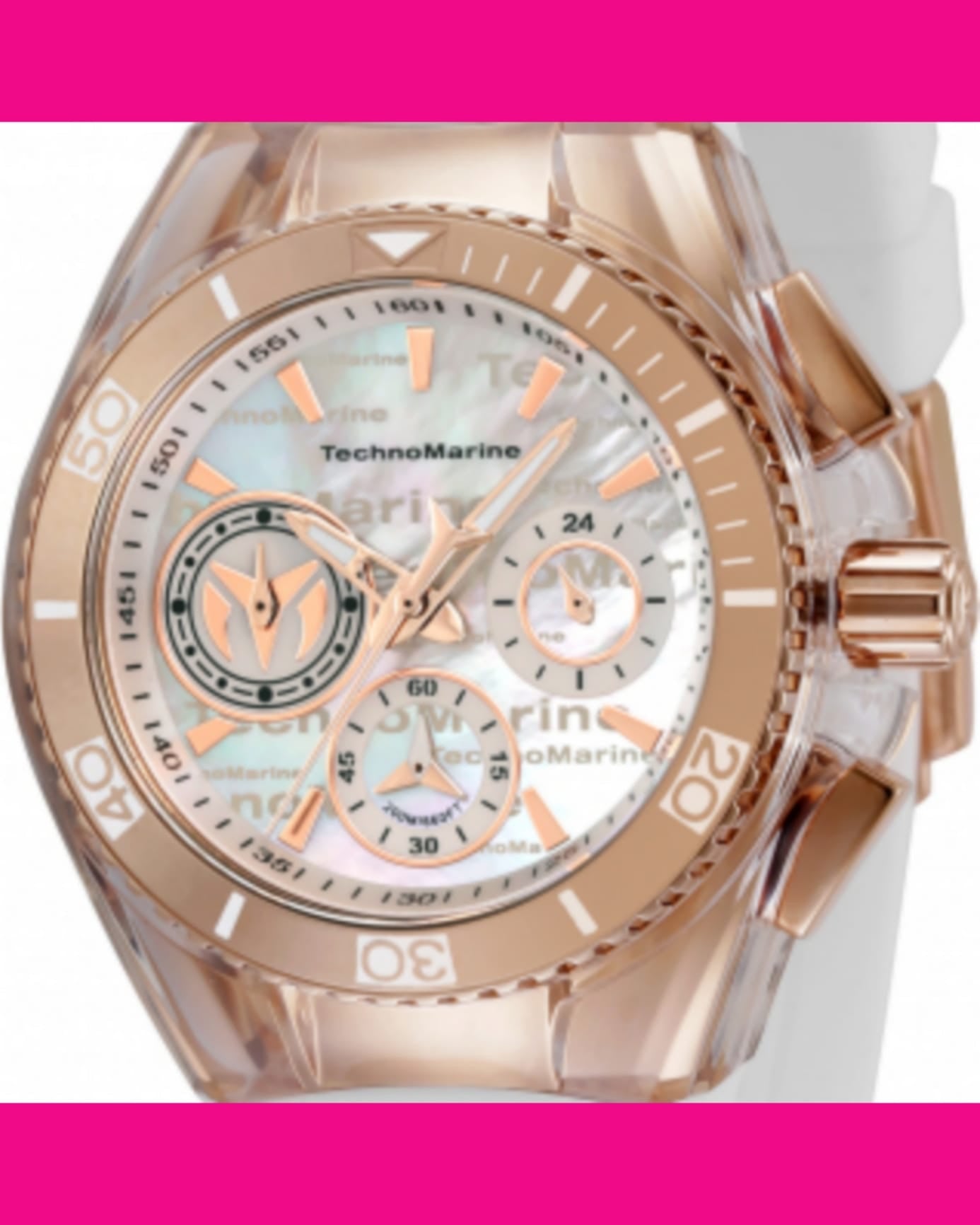 2 × 1 TechnoMarine Cruise California Women's Watch w/ Metal, Mother of Pearl & Oyster Dial - 40.57mm, White
