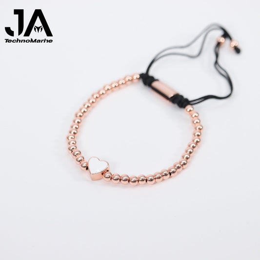 🎁 Pulsera De Corazón Blanco Mujer Rose Gold Ajustable Stainless Steel (Discount)