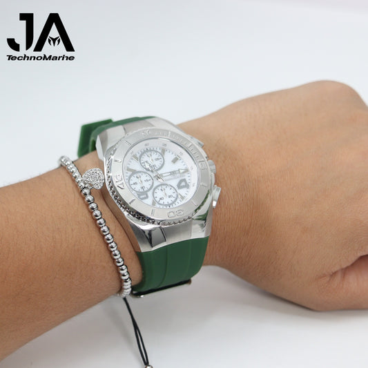 New Modelo 2025  TechnoMarine Cruise Original Men's Watch w/ Mother of Pearl Dial 44 mm, Black, Silver Green with Interchangeable Strap