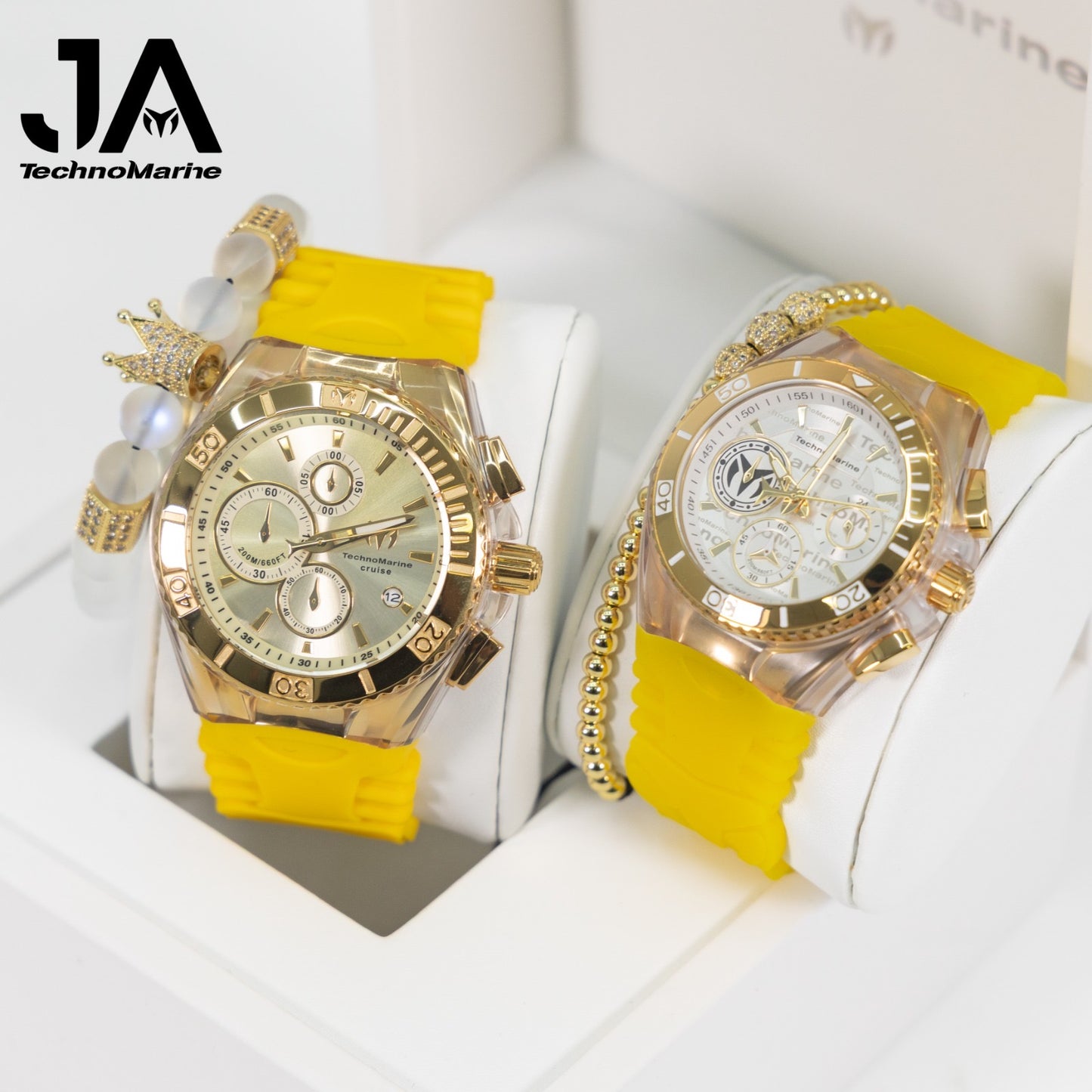 Technomarine Cruise Star Champagne 46mm y TechnoMarine Cruise California Women's Watch w/ Mother of Pearl Dial - 40.57mm Correa Amarilla