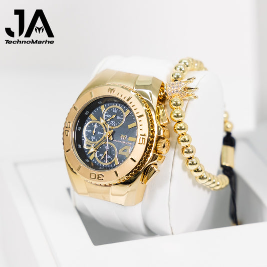 New Modelo 2025  TechnoMarine Cruise Original Men's Watch w/ Mother of Pearl Dial 44 mm, Black, Oro Green with Interchangeable Strap + 5% De Descuento = $139.99