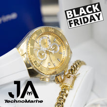 Cargar imagen en el visor de la galería, Technomarine Hombre Gold and Gold 46mm Dos Correas Una Pulsera Cubana
