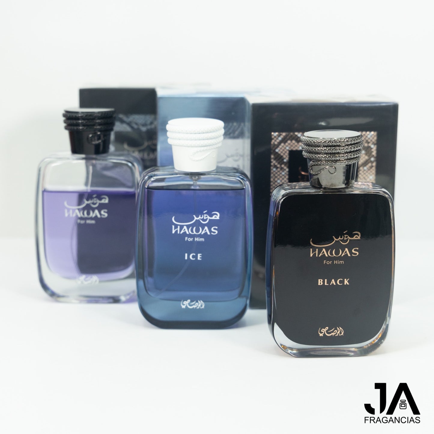 Hawas Rasasi, Ice y Black Pour Homme 3.4oz + 5% De Descuento
