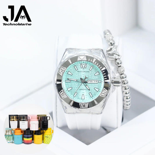 TechnoMarine Cruise Monogram Men's Watch - 47.8mm, Silver + Una Pulsera + Perfume Adicional