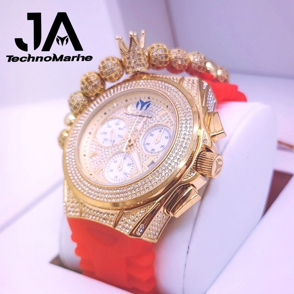 Technomarine (Pave) Cruise Collection Maquina Suiza Color Oro Una Pulsera Gratis