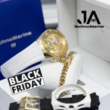 Cargar imagen en el visor de la galería, Technomarine Hombre Gold and Gold 46mm Dos Correas Una Pulsera Cubana
