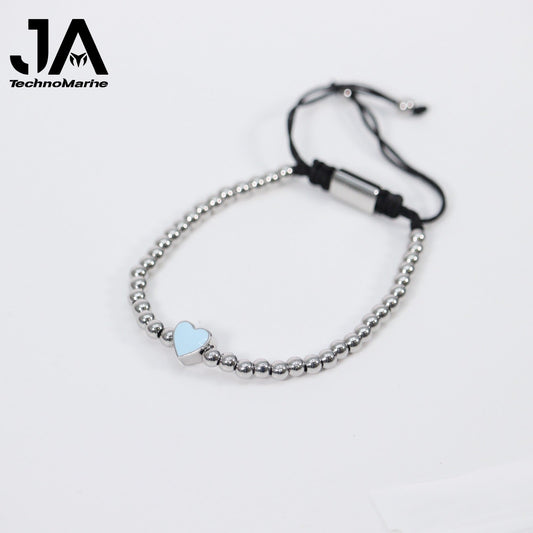 🎁 Pulsera De Corazón Azul Clarita Mujer Silver Ajustable Stainless Steel (Discount)