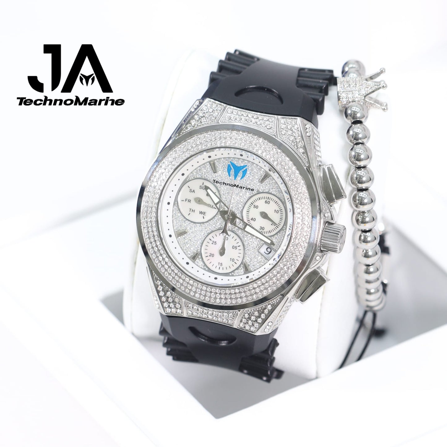 TECHNOMARINE (Pave) Cruise Collection Swiss Machine Silver Color One Free Bracelet